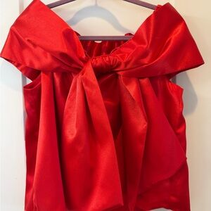 Elegant Red Satin Bow Top Never worn.